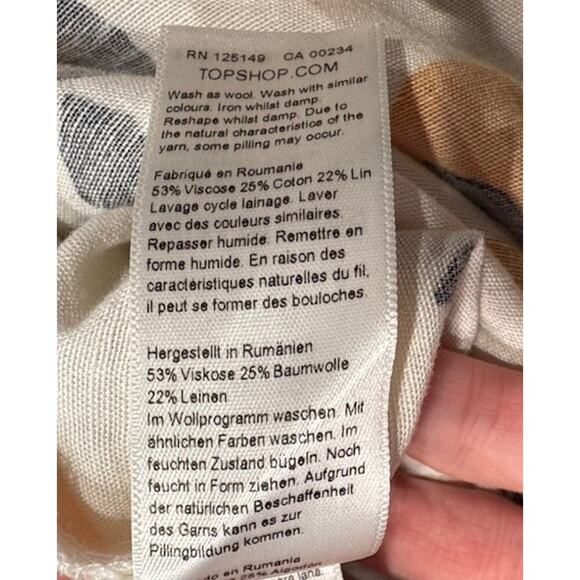 Topshop Size US8 Orange Fruit Linen Blend Cropped Wide Leg Pants High Waisted - Picture 8 of 8